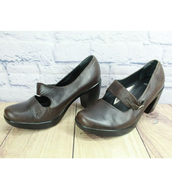 Dansko Tara Brown Leather Adjustable Mary Jane Heel Pump Shoes Size 37 US 7 - Picture 2 of 9